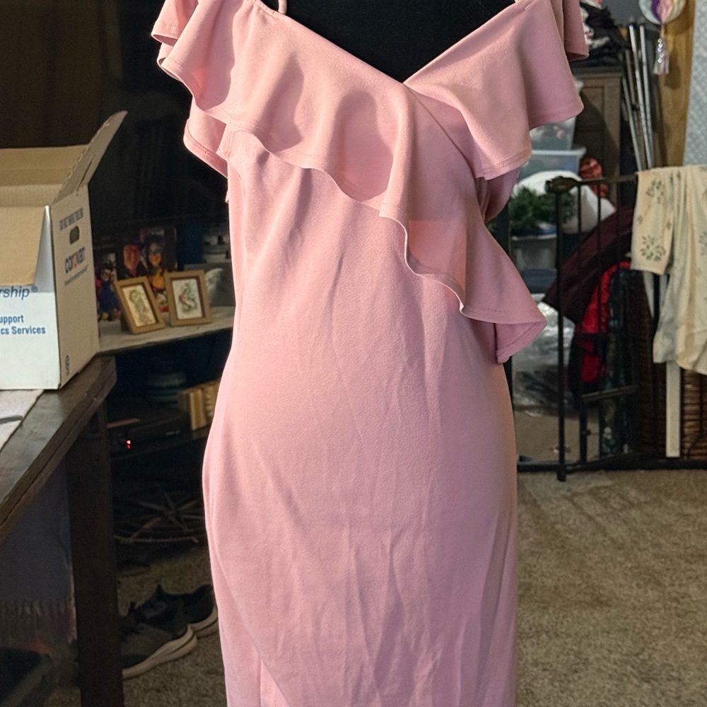 Elegant Pink Ruffle Dress
